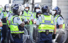 Day 15 Police at Covid convoy protest Parliament, Wellington on 22 February 2022.
