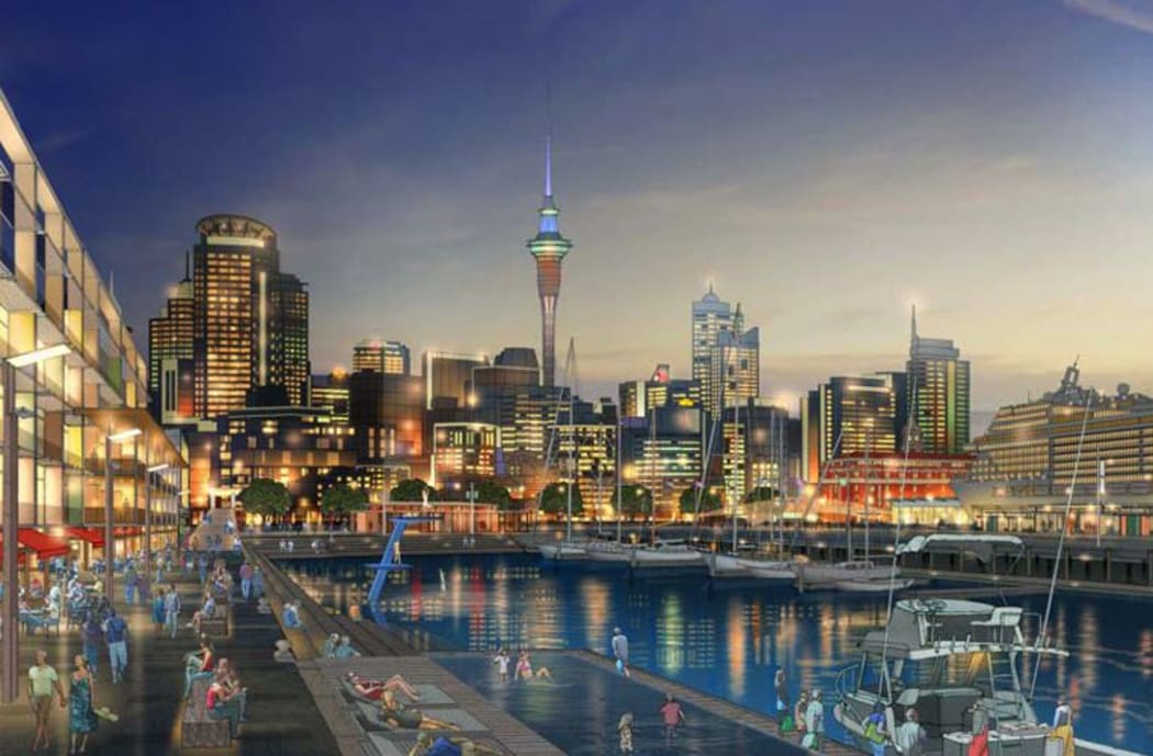 An artist's impression of Auckland's waterfront in 2050.
