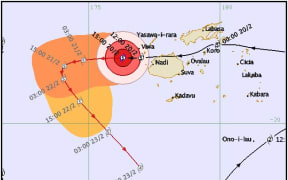 Tropical Cyclone Winston's predicted path