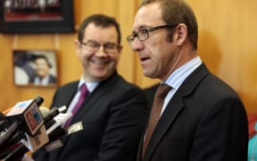 Labour Leader Andrew Little announcing Labours new caucus.(LR) Grant Robertson and Andrew Little.