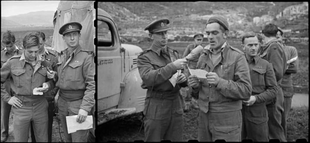 Arch Curry, NZ Broadcasting Unit, recording New Zealanders in the Cassino area, Italy, April 1944.