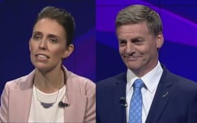 Jacinda Ardern and Bill English during the first leaders debate.