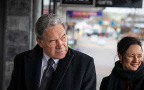 Winston Peters on the campaign trail in Taupō, 17 Sept 2020 with Talani Meikle, at number eight on the party's list.