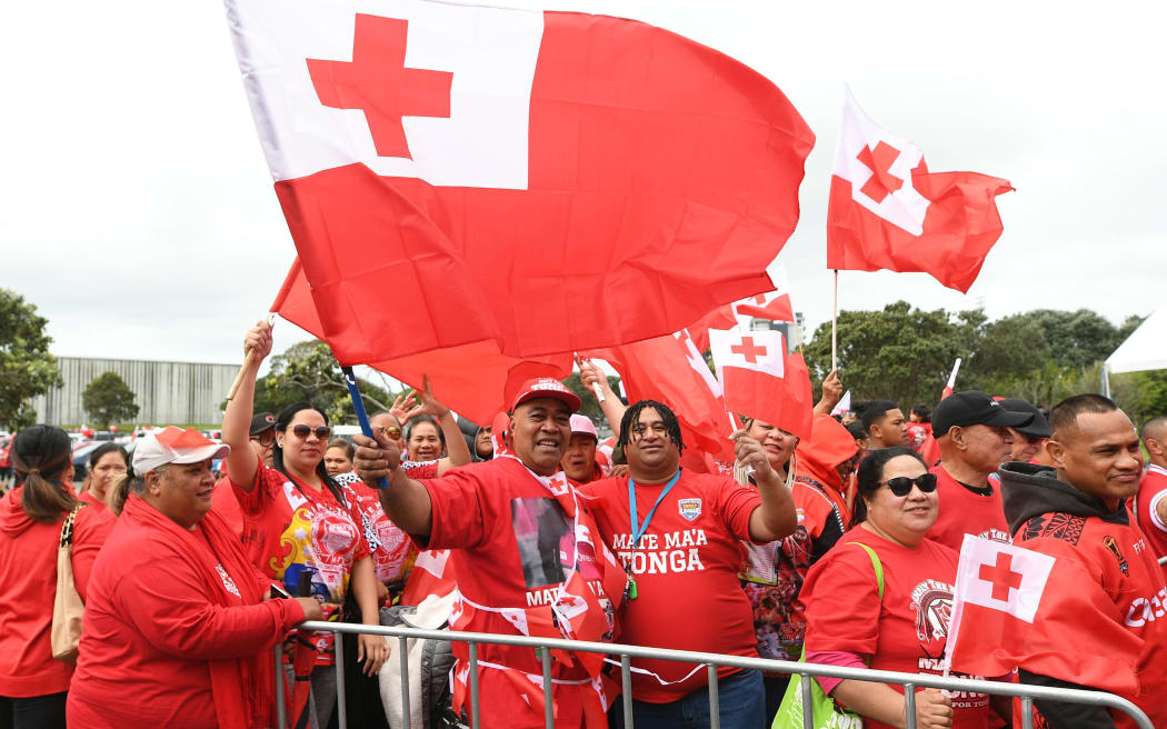 Tonga rugby league fans at Mt Smart Stadium at training on Wednesday.
