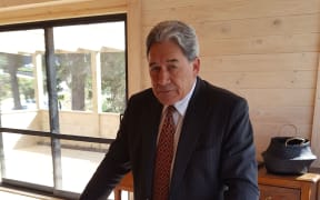 Winston Peters at the Mt Pokaka Timber Mill during his 2017 election campaign.