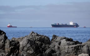 The MV Shiling cargo ship is being towed into Wellington Harbour this morning, 23 May, after losing power and issuing a Mayday call near Farewell Spit on 12 May.