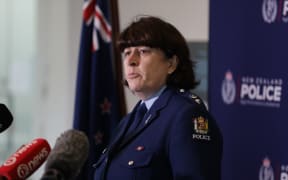 Counties Manukau District Commander Superintendent Jill Rogers talking to media after a man was shot by police in Papatoetoe.