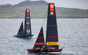 Team UK and Luna Rossa in the America's Cup Challenger Selection Series