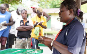 An election official in Bougainville.
