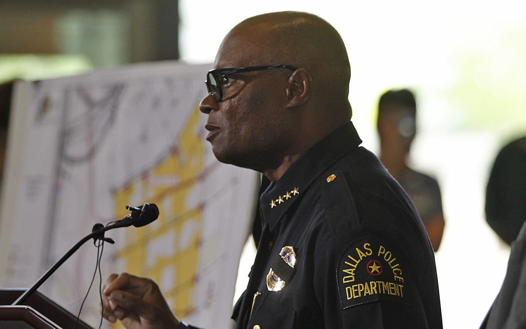 Police Chief David Brown speaks at a press conference after the shootings of 11 police officers in Dallas, Texas.
