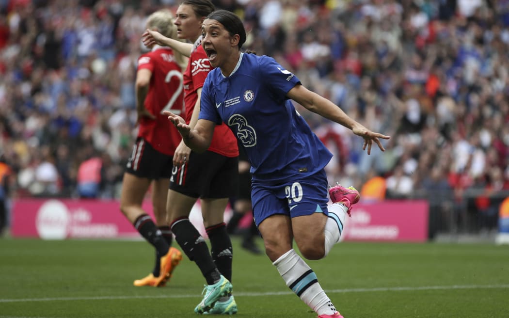 Sam Kerr of Chelsea celebrates her goal