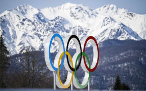 The Olympic rings near Sochi during the 2014 Olympics.