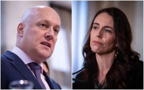 Christopher Luxon and Jacinda Ardern serious face
