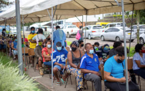 Residents waiting outside a vaccination centre for their AstraZeneca dose against Covid-19 in Suva, 9 July 2021.