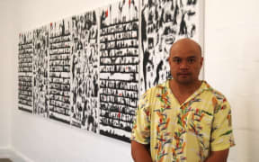Samoan-New Zealander, Andy Leleisi'uao's artwork explores urban issues among the Pacific diaspora such as domestic violence, poverty, racism and unemployment.