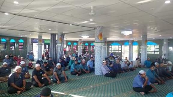 Eid Mubarak: Muslims gather at the Masjid Ul Hilal Mosque in Fiji today to mark the end of Ramadan.