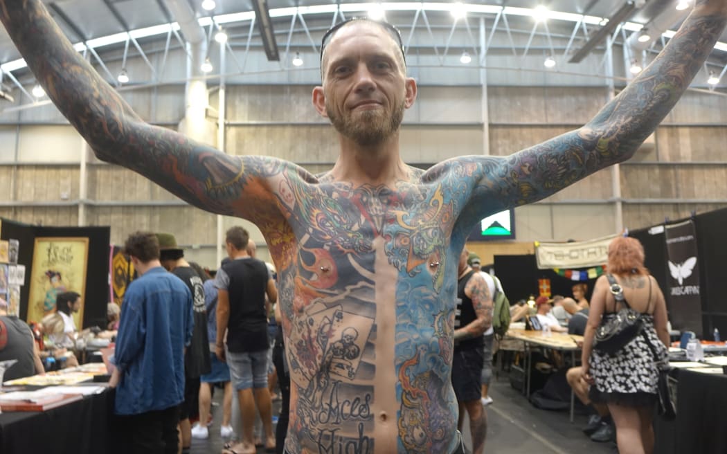 Daniel 'Stretch' Stretton of New Plymouth is running out of space for more tattoos.