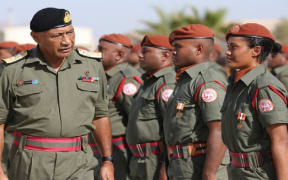 Fiji military commander Viliame Naupoto visiting Fijian troops in Sinai in November, 2019.