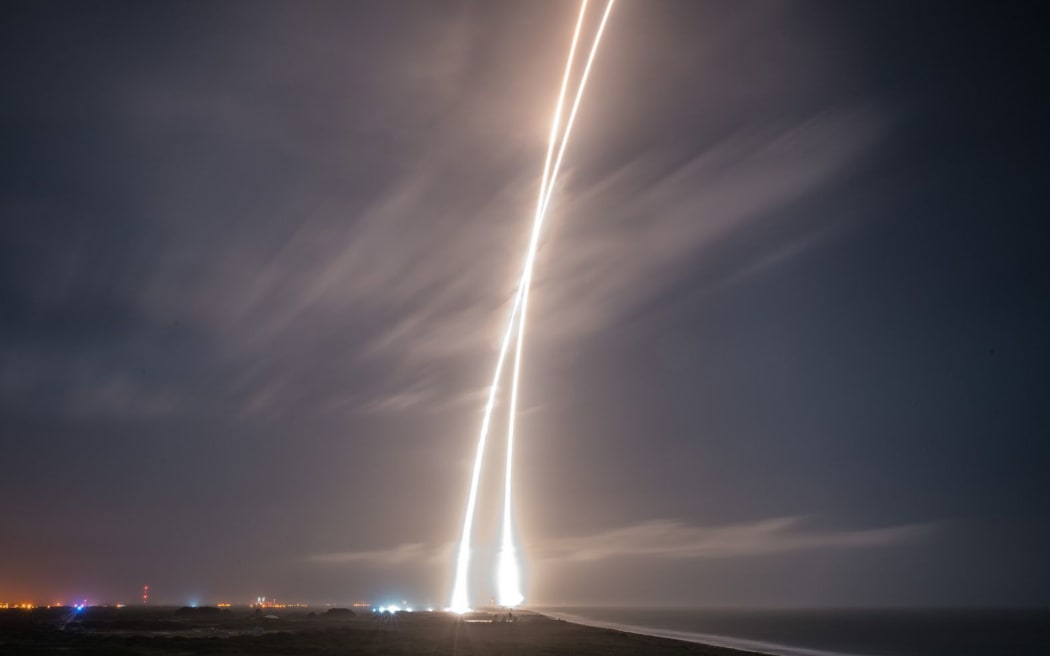 The first-stage successful upright landing of the SpaceX Falcon 9 rocket on Monday, December 21, 2015 at Cape Canaveral.