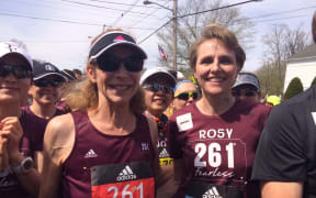Kathrine Switzer at 121st Boston Marathon starting line