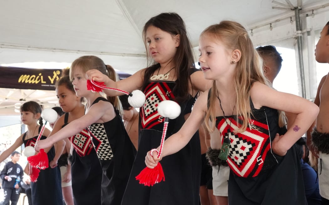 The girls of Kerikeri Primary School show their skills with the poi.