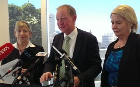 Christchurch mayor Lianne Dalziel, and ministers, Nick Smith and Nicky Wagner at today's announcement.