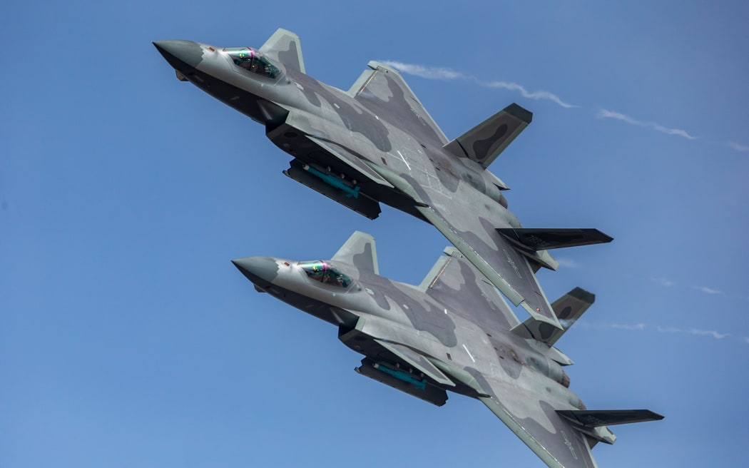 J-20 stealth fighter jets of the Chinese People's Liberation Army (PLA).