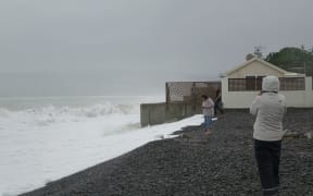 Locals say during a bad storm the waves go over the top of this house in Haumoana