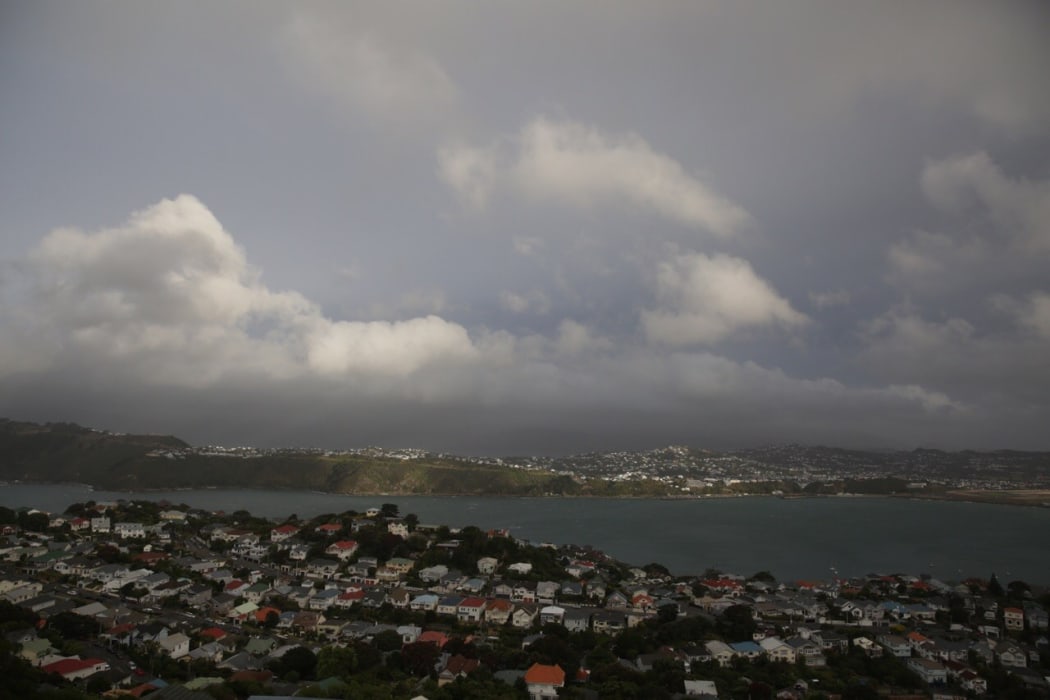 Clouds build on above the hills on Wellington's Miramar Peninsula.
