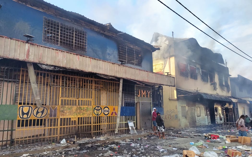 Chinatown in Honiara, where buildings were torched