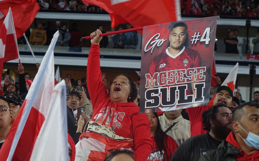 Tongan fans at Mt Smart stadium.
