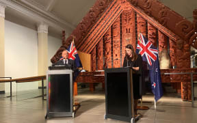 New Zealand Prime Minister Jacinda Ardern and Cook Islands PM Mark Brown.
