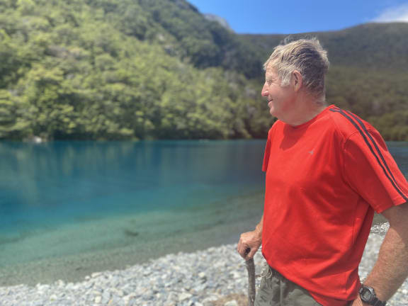 Retired NIWA hydrologist Rob Merrilees at Rotomairewhenua/Blue Lake, which he noticed had exceptionally clear water 20 years ago and returned with NIWA in 2009 to measure and confirm it was the clearest in the world at 70-80m visibility.