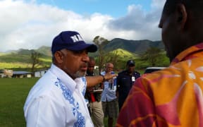 Fijian Prime Minister Frank Bainimarama visits Nadalei Village in Fiji's Viti Levu on 26 February 2016.