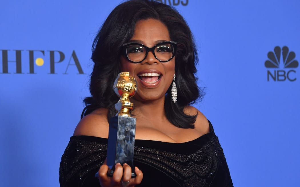 Actress and TV talk show host Oprah Winfrey with the Cecil B DeMille Award. She was praised for her speech which addressed recent sexual harassment scandals sweeping Hollywood.