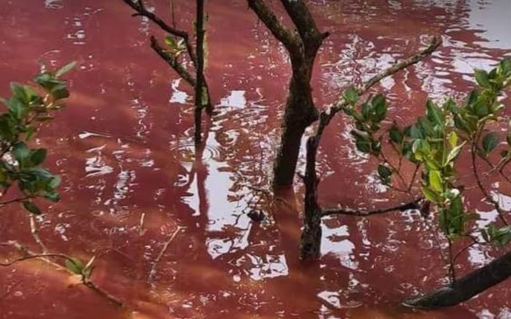 Estuary pollution in Bay of Islands caused by dumped red paint RNZ News