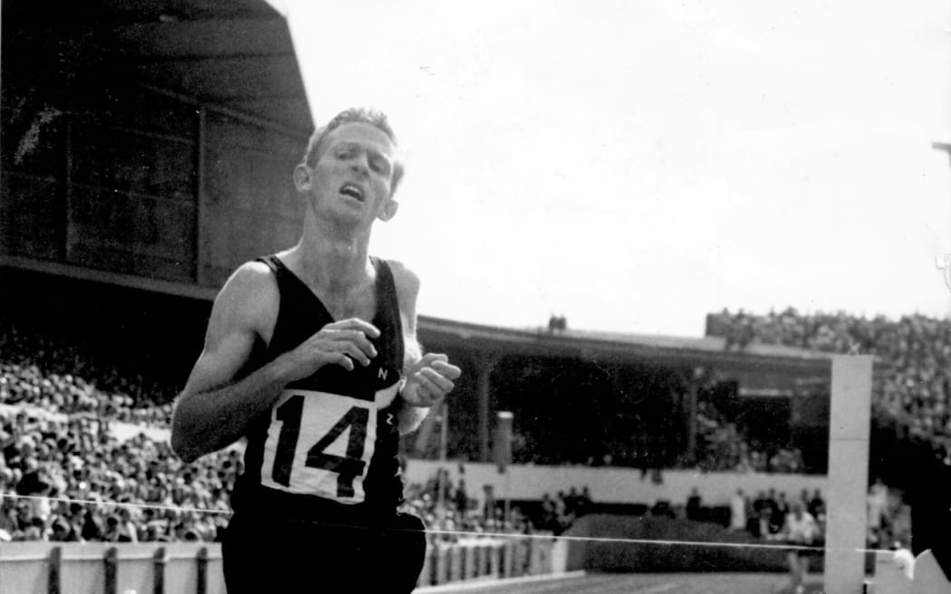 New Zealand middle distance runner, Sir Murray Halberg, during a race.