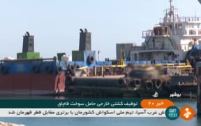 An image grab taken from the Islamic Republic of Iran News Network (IRINN) state television channel reportedly shows a view of a foreign tanker seized by Iran in the Gulf.