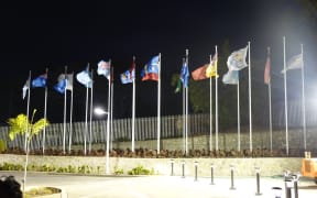 Flags flying at the 46th Pacific Islands Forum in PNG