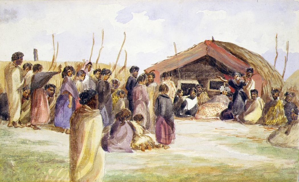 A painting of a tangi by Robley