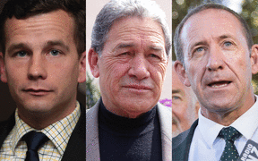 Left to right: David Seymour, Winston Peters and Andrew Little