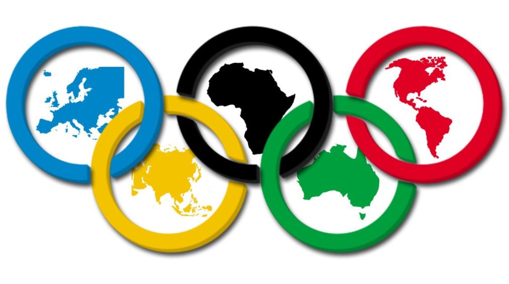 The Olympic rings represent the five continents competing at the Games.