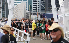 Crowds at America's Cup Race Village in Auckland's viaduct