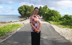 New Zealand Prime Minister Jacinda Ardern in Tuvalu for the Pacific Islands Forum, at the narrowest point on capital atoll Funafuti.