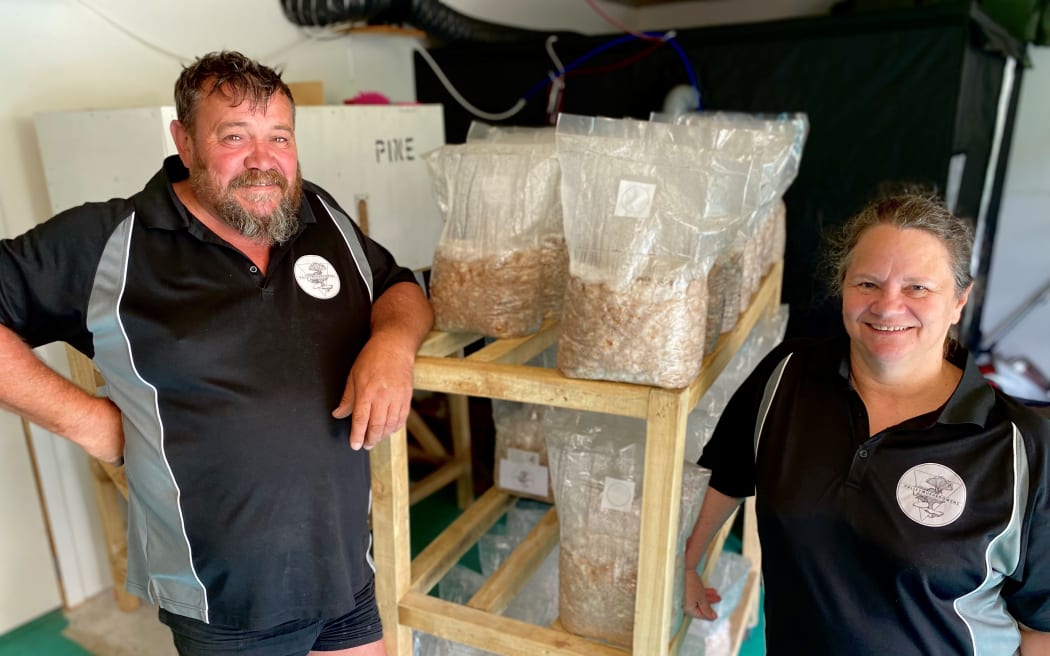 Kyle and Cath Davey of Valley Mushrooms.