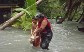 Flooding in Tuvalu after Cyclone Pam.