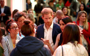 Meghan and Prince Harry meet with young people making a difference in their communities at the Auckland War Memorial Museum reception hosted by Prime Minister Jacinda Ardern.