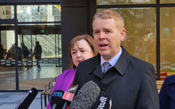 Prime Minister Chris Hipkins with Housing Minster Megan Woods at the opening of the Te Matawai housing development in Auckland central on 3 August, 2023.