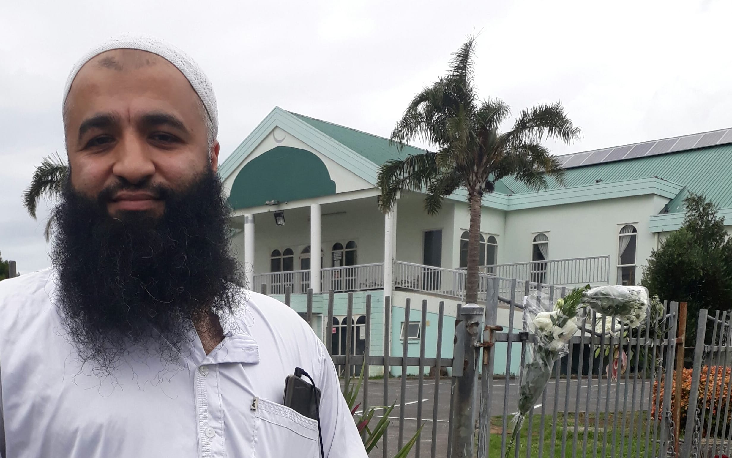 Qais Azimi outside one of the biggest masjid in New Zealand -  Masjid e Umar.