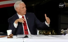 This still image taken from NASA TV, shows US Vice President Mike Pence, at the 5th National Space Council meeting in Huntsville, Alabama, on March 26 2019.